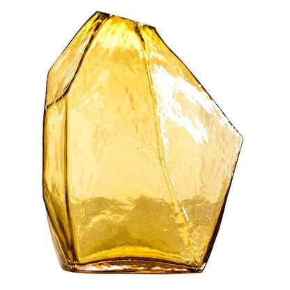 Hand blown amber yellow glass vase geometric shape by RusticReach on Tampa Home & Garden Store
