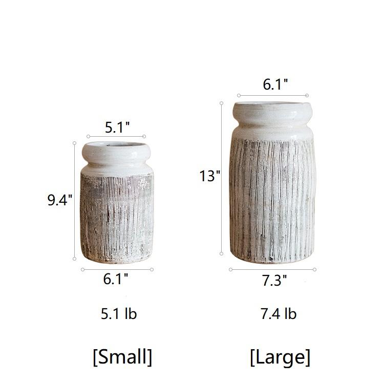 Glazed ceramic abstract brown stripe white vases set of 2 by RusticReach on Tampa Home & Garden Store