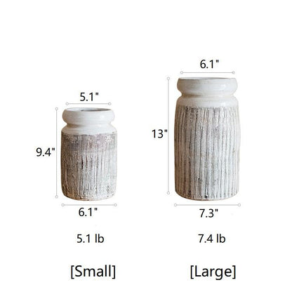 Glazed ceramic abstract brown stripe white vases set of 2 by RusticReach on Tampa Home & Garden Store
