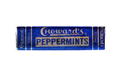 Choward's Peppermints blue nostalgic candy wrapper from The Country Christmas Loft on Tampa Home & Garden Store