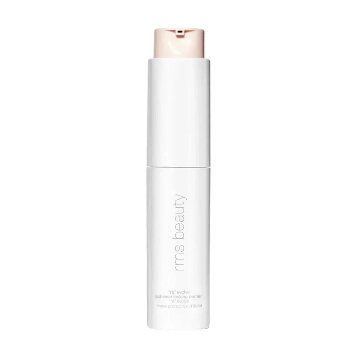 RMS Beauty ReEvolve Radiance Locking Primer 30mL white bottle with pink pump, face primer on Tampa Home & Garden Store