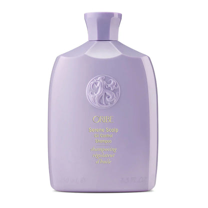 Oribe Serene Scalp Oil Control Shampoo lavender bottle with logo and gold lettering on Tampa Home & Garden Store