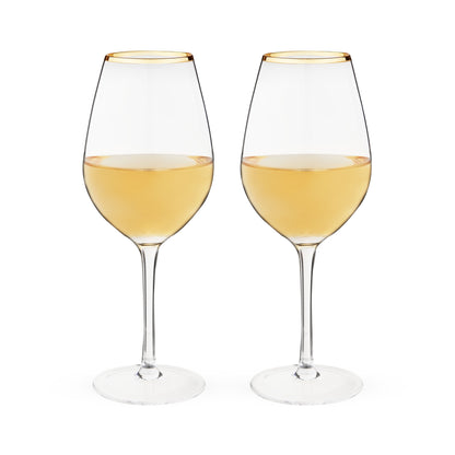Dazzling Gilded Rim Wine Glasses and Pair