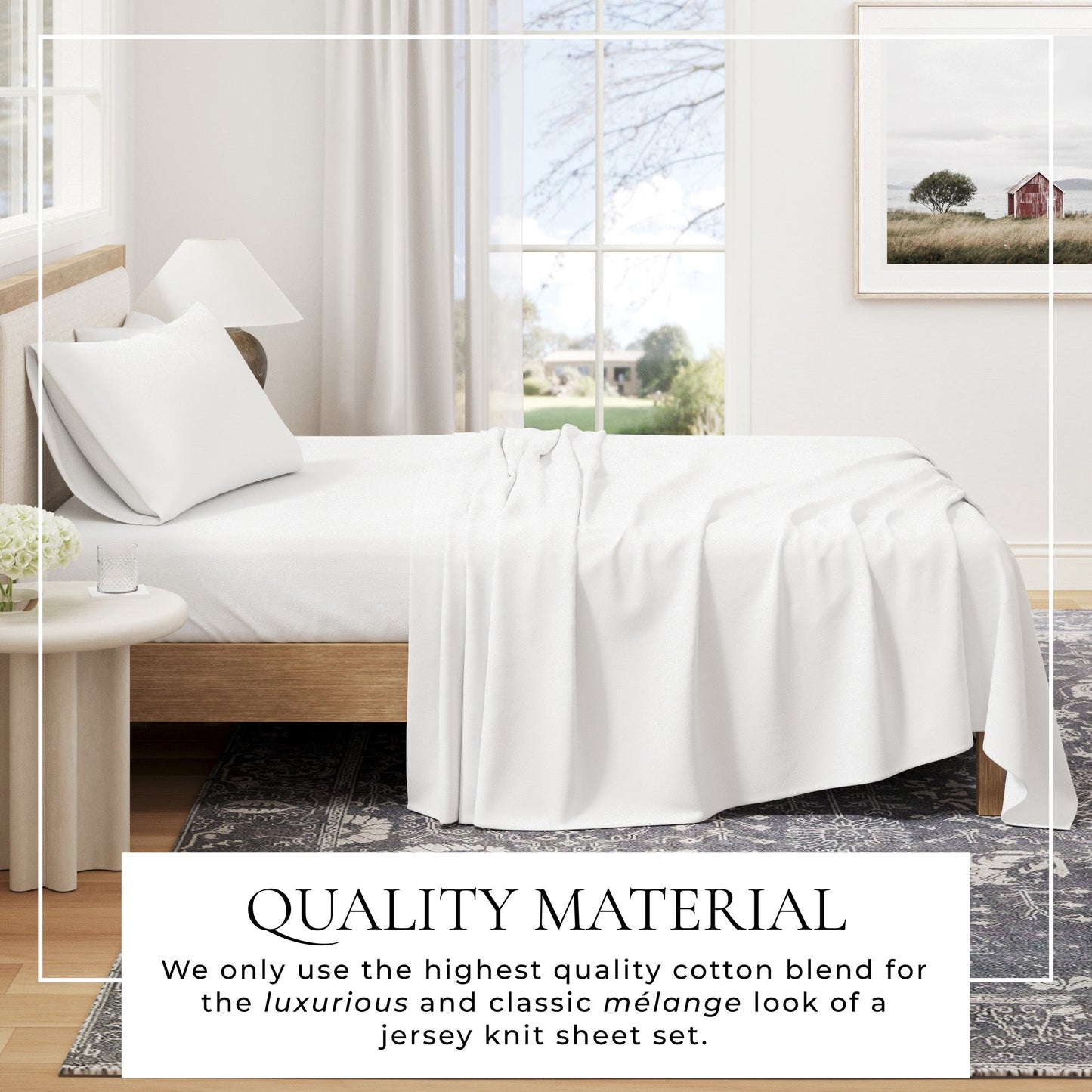Heathered Jersey and Cotton Blend Bed Sheets
