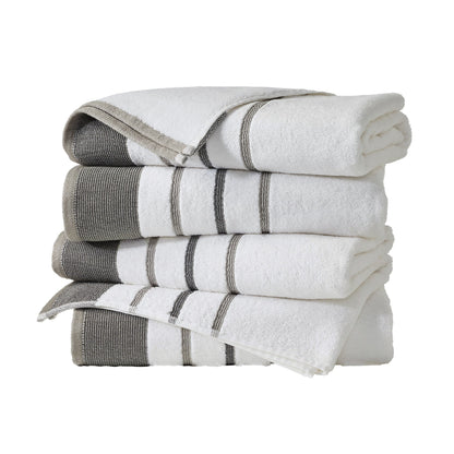 Soft Cotton Bath Towel Set and Stripe Detail