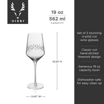 Admiral Etched Crystal Wine Glasses Set of Two
