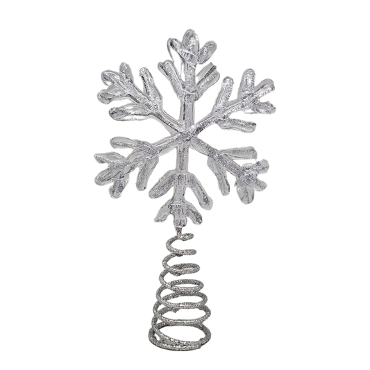 Adornos de copos de nieve en miniatura para la punta del árbol - Plateados
