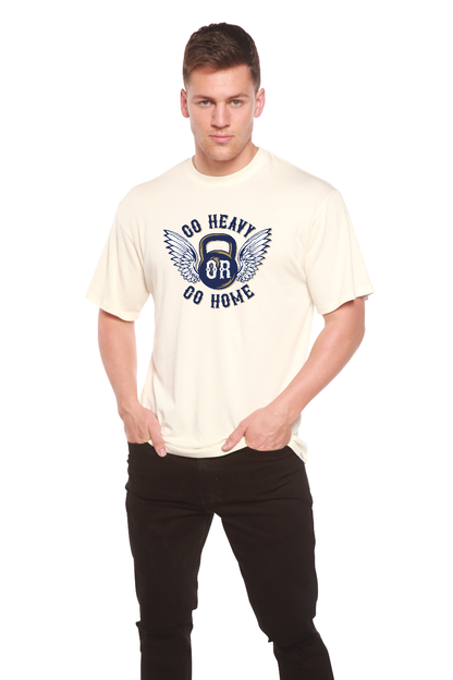 GO HEAVY men's bamboo tee ivory with winged kettlebell graphic Spun Bamboo on Tampa Home & Garden Store