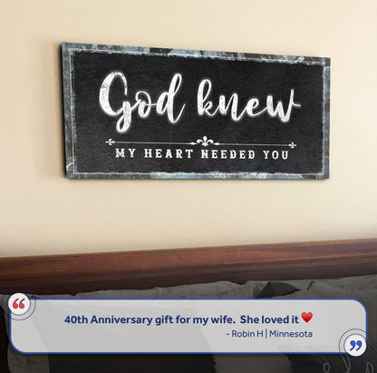 God Knew Sign III canvas crafting sign with white script on blackboard panel in distressed frame on Tampa Home & Garden Store