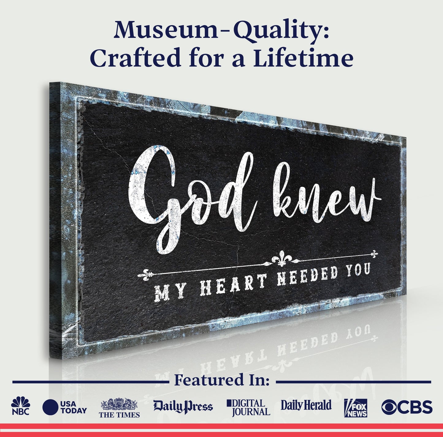 God Knew Sign III canvas by Tailored Canvases, chalkboard-style black surface with white script on Tampa Home & Garden Store