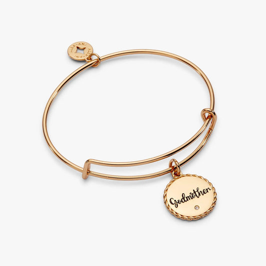 Bracelet Godmother charm by Alex and Ani in rose-gold with round engraved disc on Tampa Home & Garden Store