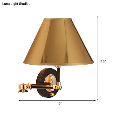 Gold Black Cone Wall Sconce with brass-tone shade and black mount on Tampa Home & Garden Store