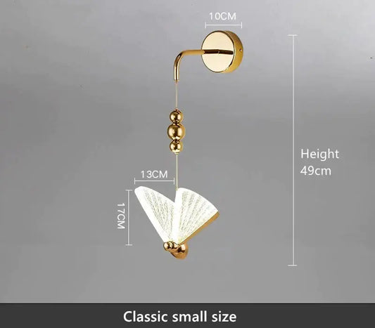 Gold Butterfly LED Wall Light by Decorbites with beaded chain and white butterfly shade on Tampa Home & Garden Store