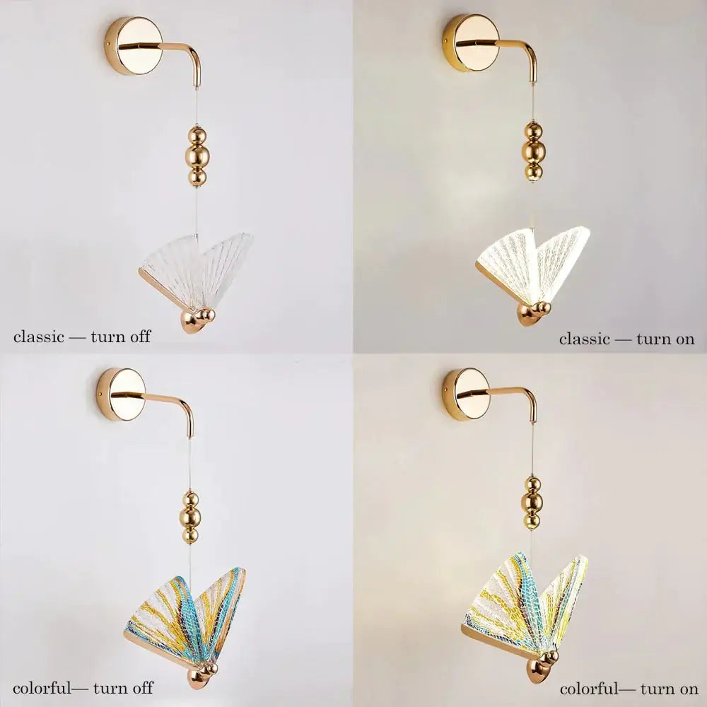 Decorbites Gold Butterfly LED Wall Light, gold wall sconce with butterfly wings, 4 designs on Tampa Home & Garden Store
