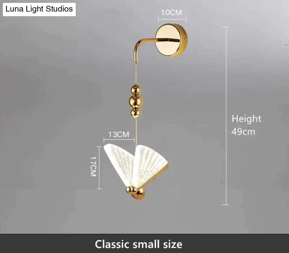 Gold Butterfly LED Wall Light Decorbites, gold finish with butterfly shade, wall-mounted on Tampa Home & Garden Store