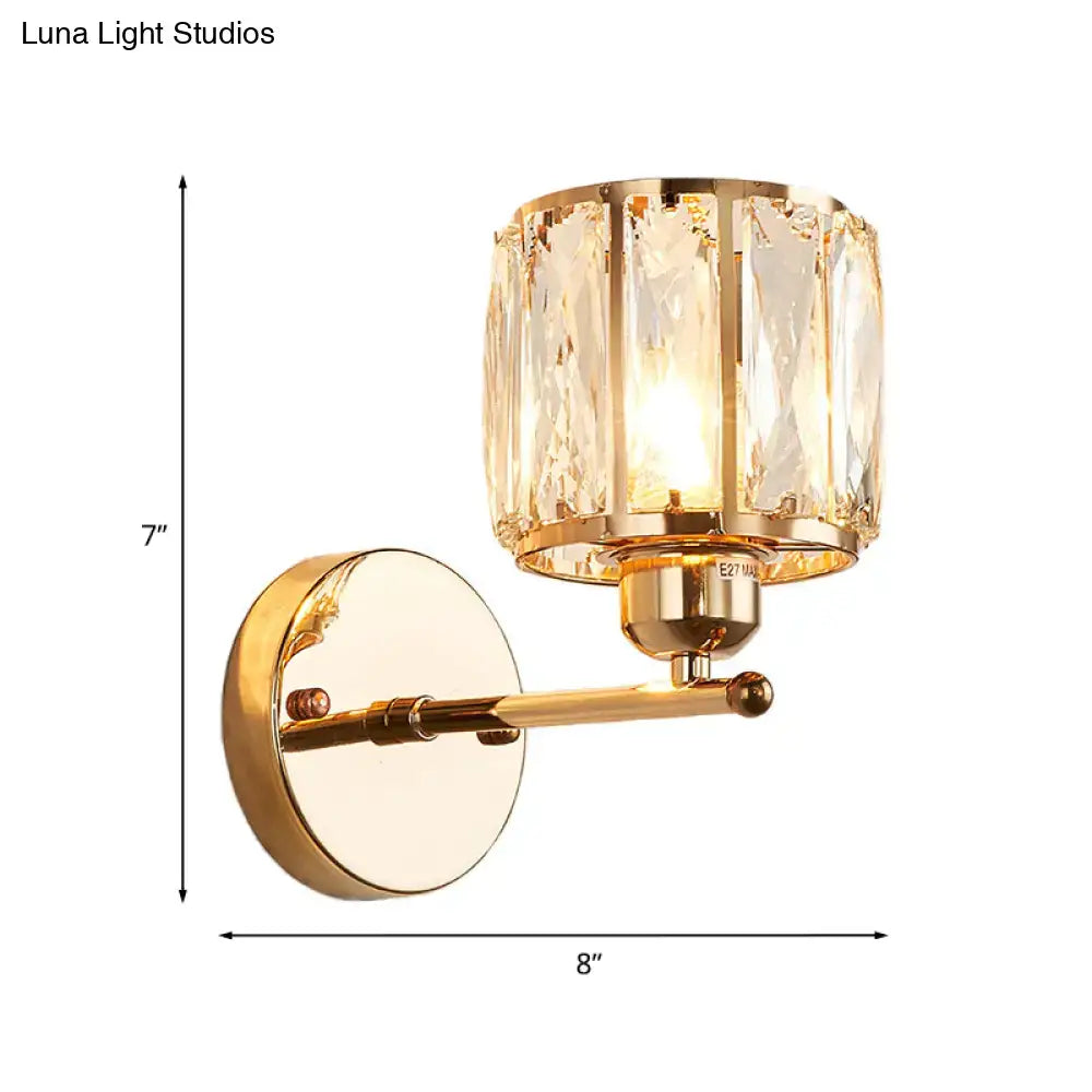 Decorbites gold beveled crystal wall sconce with crystal panels, 8 in projection, 7 in high on Tampa Home & Garden Store