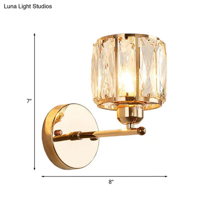 Decorbites gold beveled crystal wall sconce with crystal panels, 8 in projection, 7 in high on Tampa Home & Garden Store