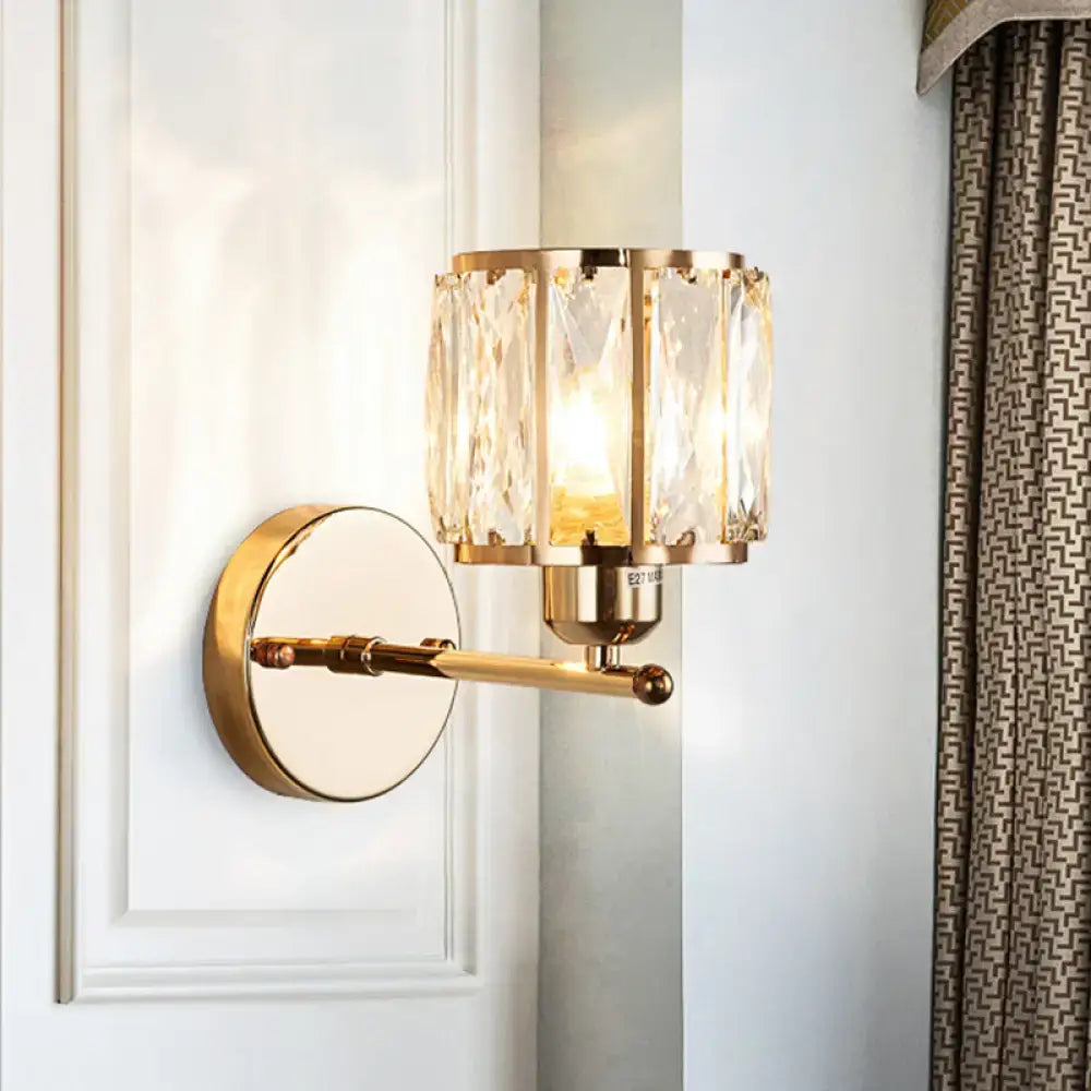 Gold Crystal Beveled Cut Wall Sconce, brass finish with crystal panels by Decorbites on Tampa Home & Garden Store
