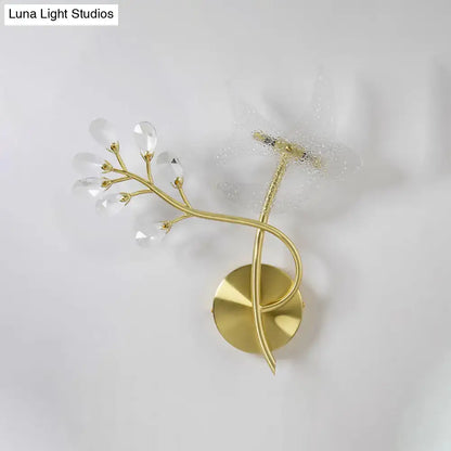 2-Headed Gold Wall Mounted Sconce Faceted Crystal