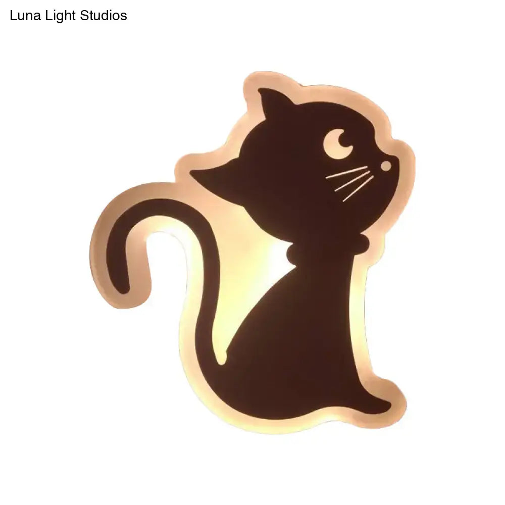Gold Crescent LED Sconce cat silhouette with warm backlit glow on Tampa Home & Garden Store