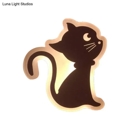Gold Crescent LED Sconce cat silhouette with warm backlit glow on Tampa Home & Garden Store