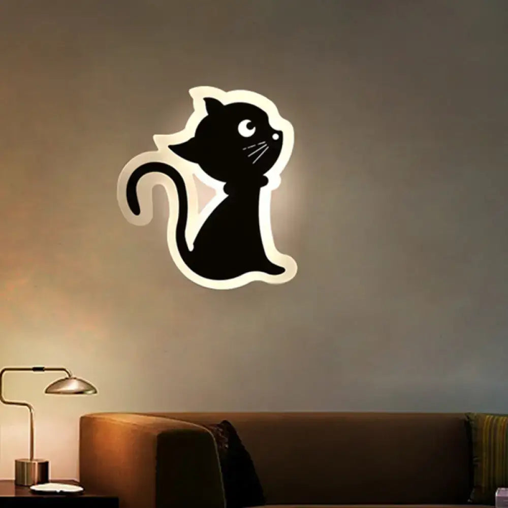 Gold Crescent LED Sconce Decorbites cat silhouette wall light with white glow on Tampa Home & Garden Store