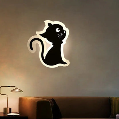Gold Crescent LED Sconce Decorbites cat silhouette wall light with white glow on Tampa Home & Garden Store