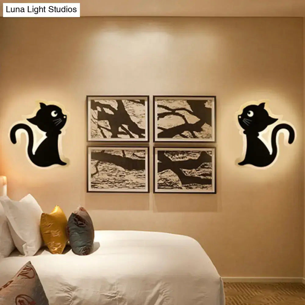 Gold Crescent LED Sconce Decorbites two black cat decals on beige wall on Tampa Home & Garden Store