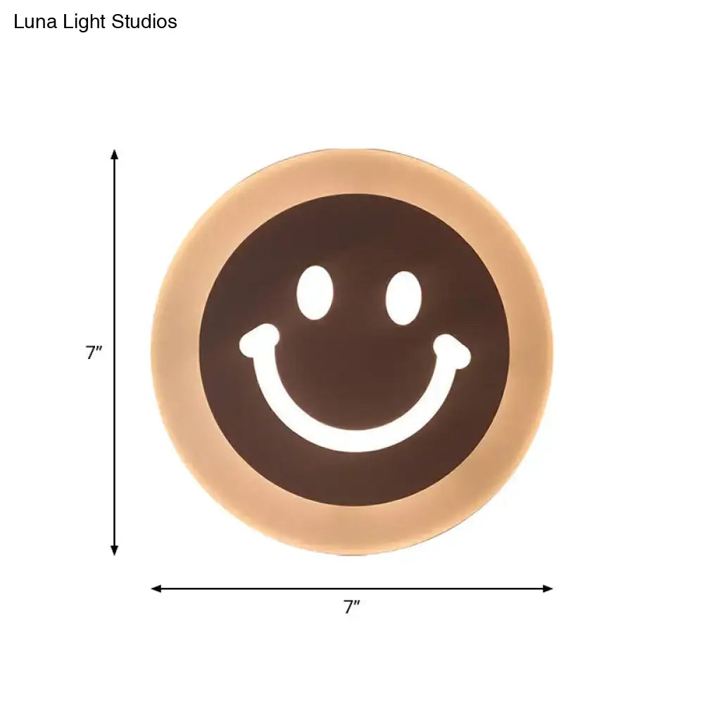 Gold Crescent LED Sconce circular wall light with warm halo and smiley face motif by Decorbites on Tampa Home & Garden Store