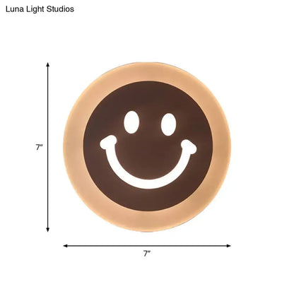 Gold Crescent LED Sconce circular wall light with warm halo and smiley face motif by Decorbites on Tampa Home & Garden Store