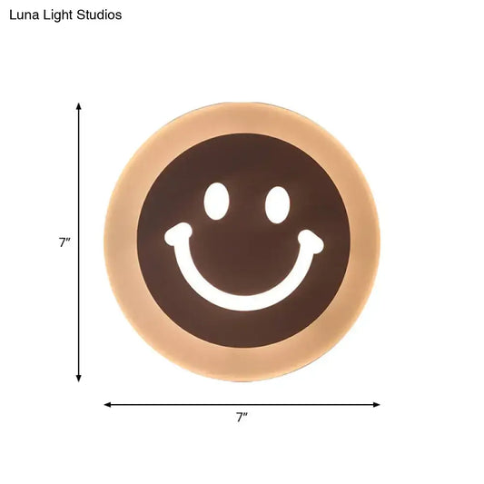 Gold Crescent LED Sconce circular wall light with warm halo and smiley face motif by Decorbites on Tampa Home & Garden Store