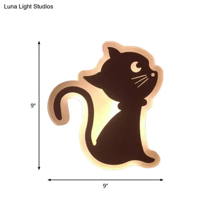 Gold Crescent LED Sconce by Decorbites, cat silhouette with warm glow, 9-inch wall light on Tampa Home & Garden Store