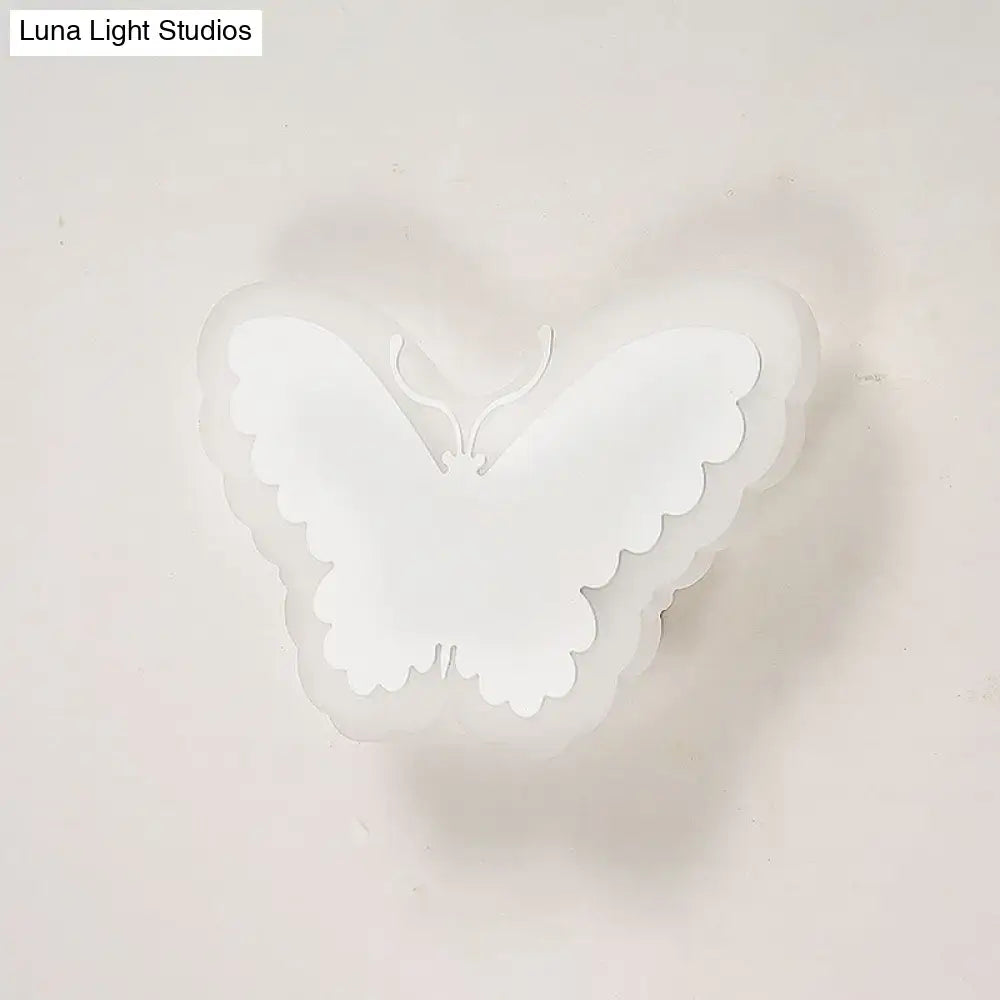 Gold Crescent LED Sconce white butterfly-shaped wall light with scalloped wings on Tampa Home & Garden Store