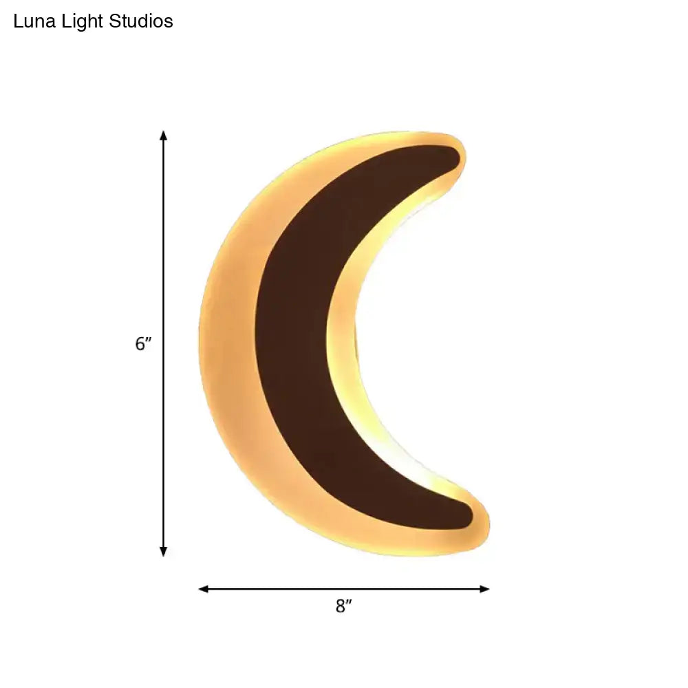 Gold Crescent LED Sconce; crescent wall light with gold rim, warm LED glow, Decorbites on Tampa Home & Garden Store