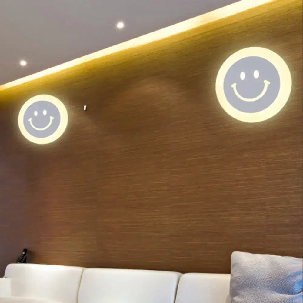 Gold Crescent LED Sconce by Decorbites, two round wall lights with borders on wood panel on Tampa Home & Garden Store