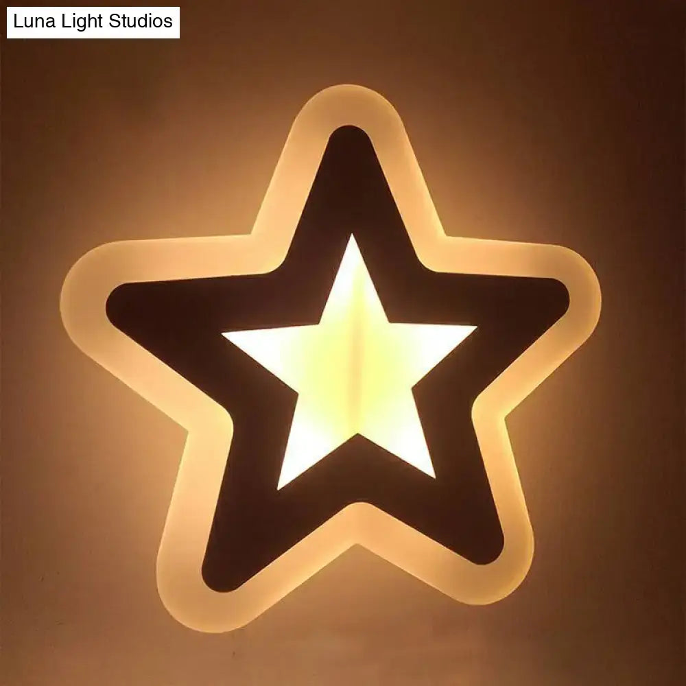 Gold Crescent LED Sconce with warm star outline, decorative wall light on Tampa Home & Garden Store