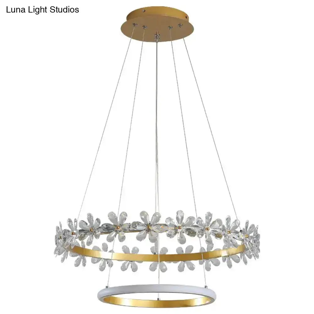 Pendant light Decorbites gold crown crystal flower chandelier with crystal petals on Tampa Home & Garden Store