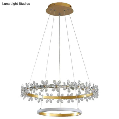 Pendant light Decorbites gold crown crystal flower chandelier with crystal petals on Tampa Home & Garden Store