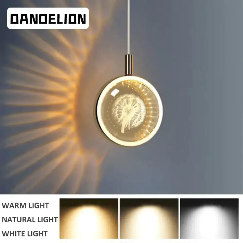 Gold crystal glass LED pendant light round globe by Decorbites, warm to white light options on Tampa Home & Garden Store