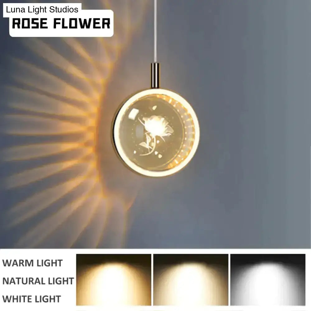Gold crystal glass LED pendant light with round gold rim, Decorbites, warm/natural/white options on Tampa Home & Garden Store