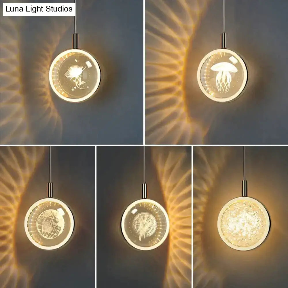 Gold crystal glass LED pendant lights set of 6 by Decorbites for dining room and kitchen on Tampa Home & Garden Store