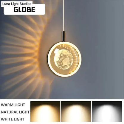 Pendant light gold crystal glass globe by Decorbites, warm LED glow for dining/kitchen on Tampa Home & Garden Store