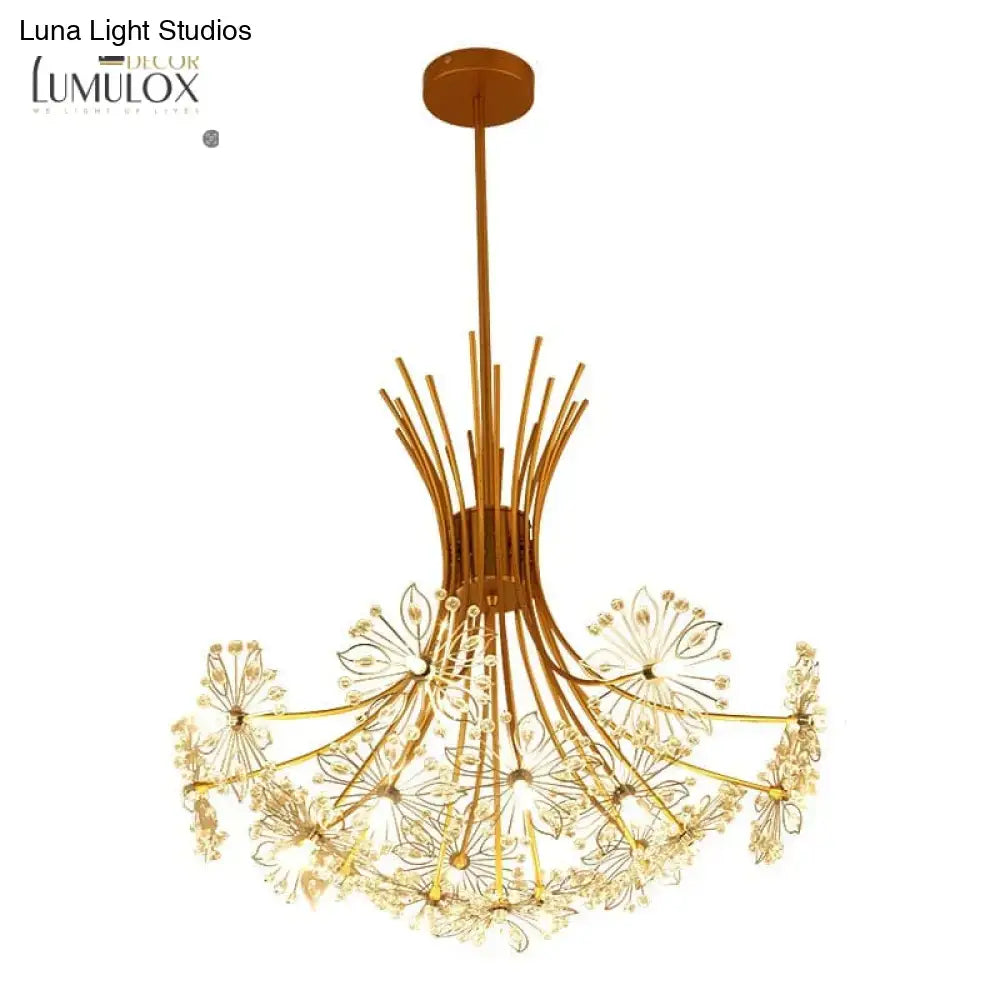 Gold Floral Crystal Nineteen-Head Chandelier by Decorbites with twig arms and crystal accents on Tampa Home & Garden Store