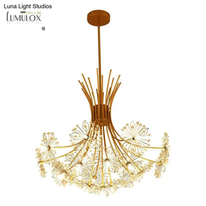 Gold Floral Crystal Nineteen-Head Chandelier by Decorbites with twig arms and crystal accents on Tampa Home & Garden Store