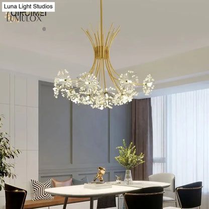 Chandelier Gold floral crystal nineteen-head by Decorbites over dining table in gray room on Tampa Home & Garden Store