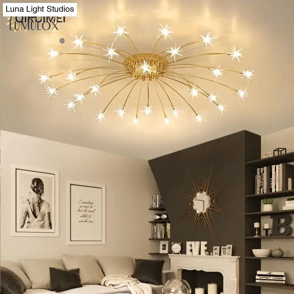 Gold Floral Crystal Nineteen-Head Chandelier by Decorbites, gold starburst ceiling fixture on Tampa Home & Garden Store
