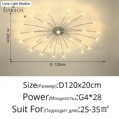 Chandelier Decorbites Gold Floral Nineteen-Head with radiating spokes and crystal blooms, 120cm on Tampa Home & Garden Store