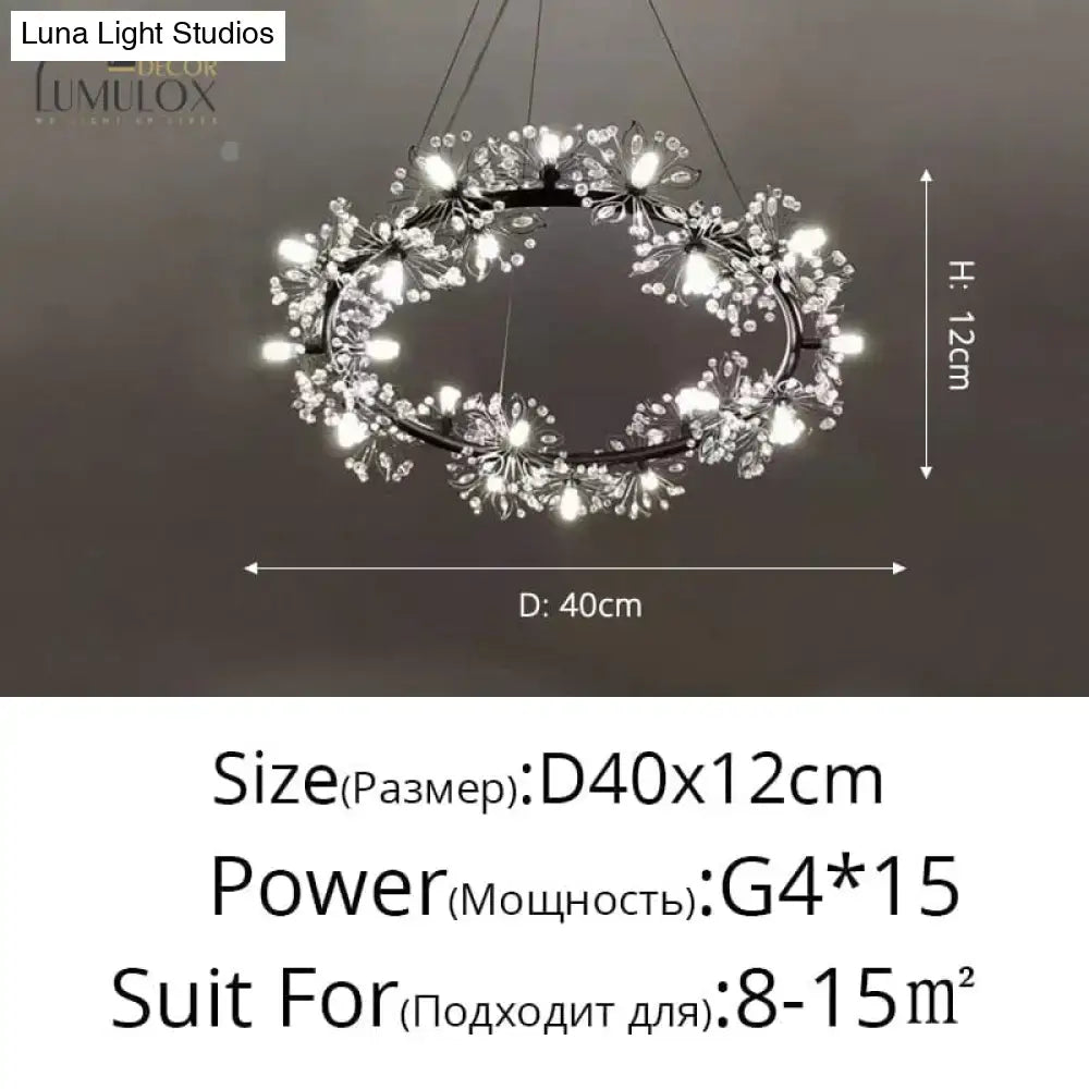 Gold Floral Crystal Nineteen-Head Chandelier with crystal blossoms and LED bulbs on Tampa Home & Garden Store