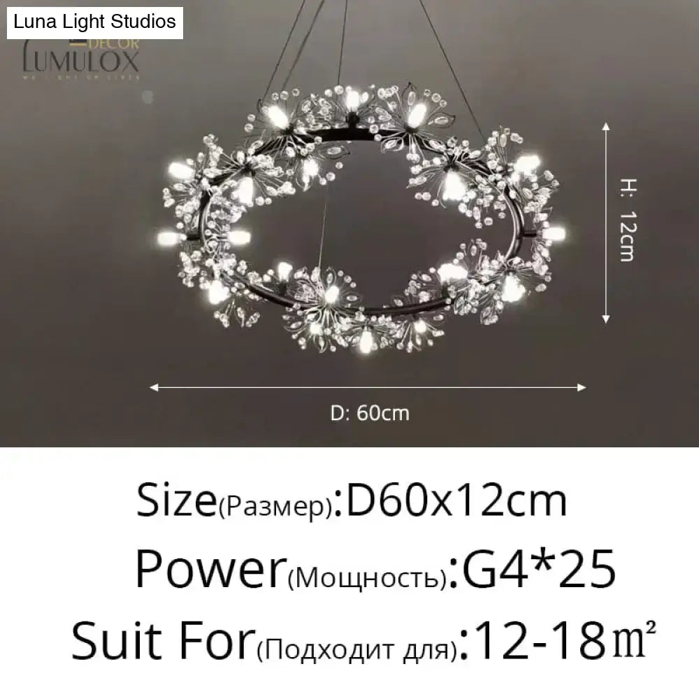 Chandeliers Gold Floral Crystal Nineteen-Head by Decorbites circular ring with blooms 60cm dia on Tampa Home & Garden Store