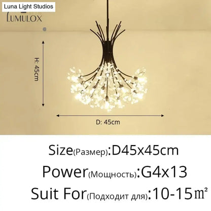 Decorbites Gold Floral Crystal Nineteen-Head Chandelier gold-tone finish crystal droplets 45cm on Tampa Home & Garden Store